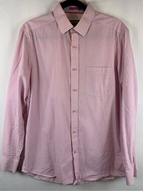 Johnston & Murphy Pink Geometric Print Button Down Shirt Men’s Medium